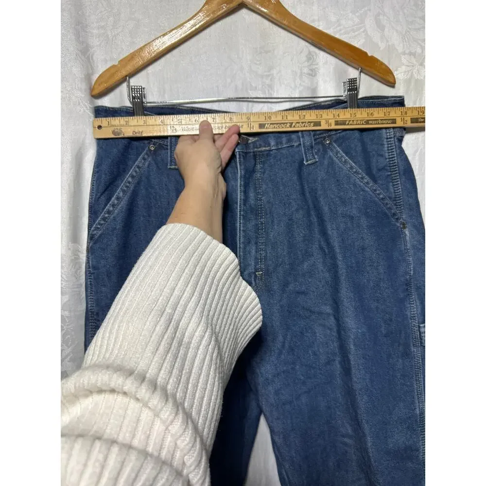 Wrangler Carpenter Jeans 36x34 Fleece Lined Blue Denim Vintage Grunge Workwear